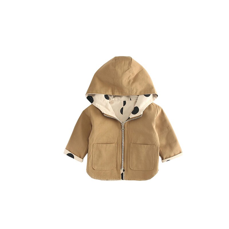 Chaquetas para niños , abrigos reversibles con capucha para bebés, abrigos de lunares a la para chicas, abrigos de otoño para niños pequeños, chaqueta cortavientos de primavera para niños: 12 meses