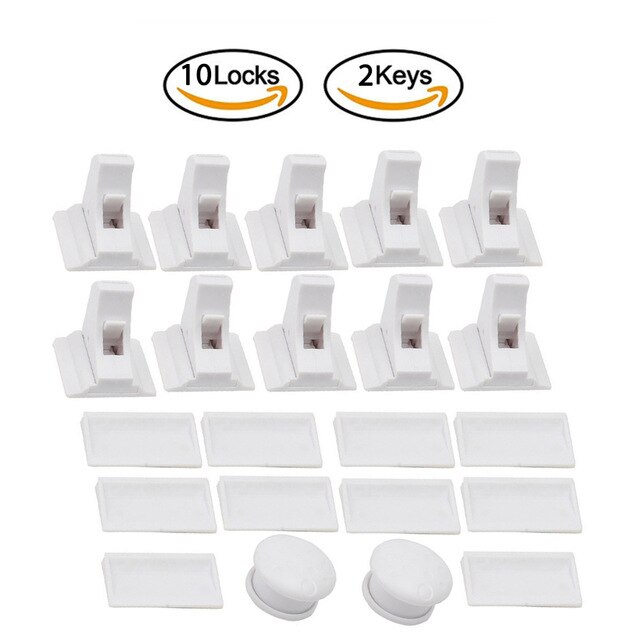 Kids Security Magnetic Child Lock Baby Safety Cabinet Drawer Door Lock Children Protection Invisible Lock No Drilling No Screws: 10 LOCK 2 KEY