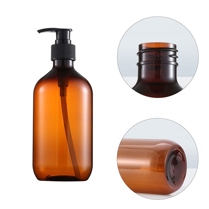 300/500ml plastik sæbe flaske brun badeværelse shower gel genopfyldelige flasker shampoo vask hår balsam lotion presse dispenser