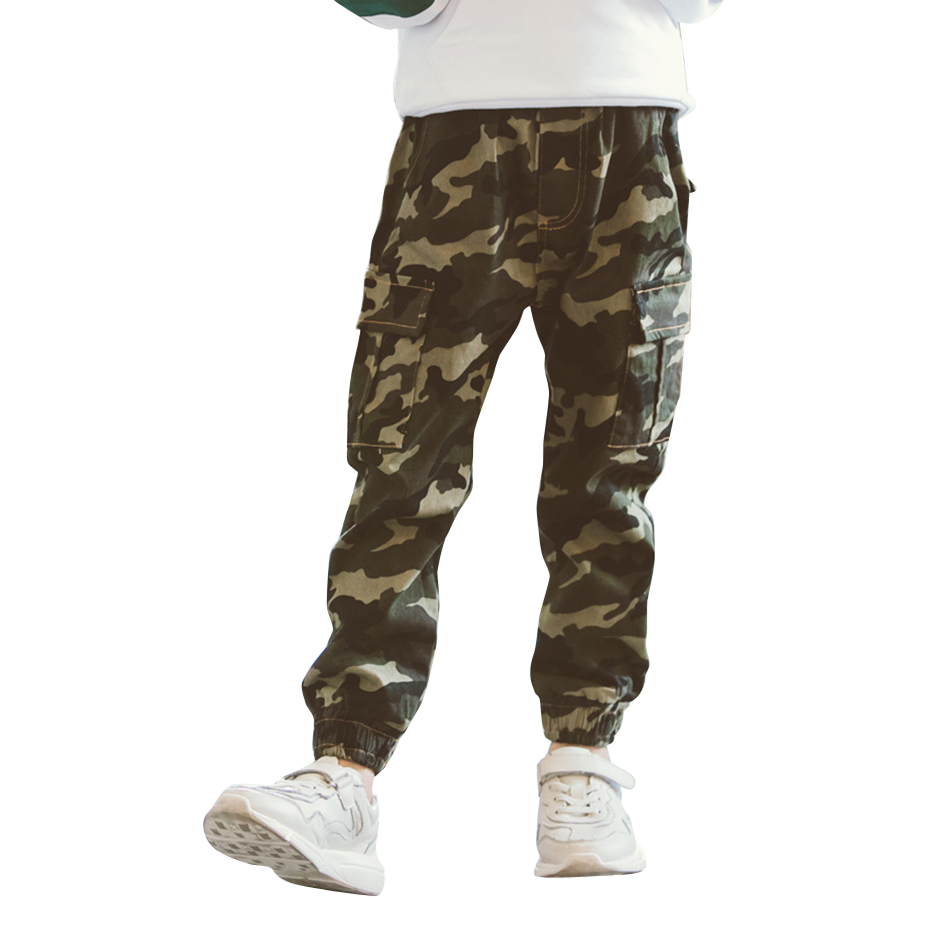 Byxor för pojke casual kamouflagebyxor pojke elastisk midja barnbyxor höst barns vinterkläder för pojkar streetwear