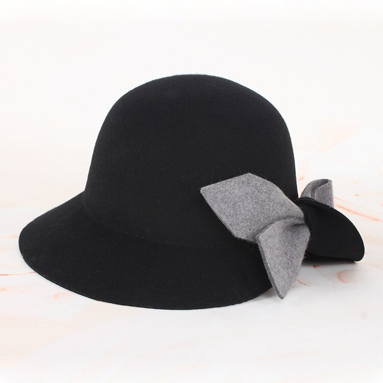Ladies Cloche Winter Cap Soft For Girl Hats Trendy Derby Wool Bowler Fall Winter Warm Lovers Fedoras Princess Caps Chapeau Femme: Black