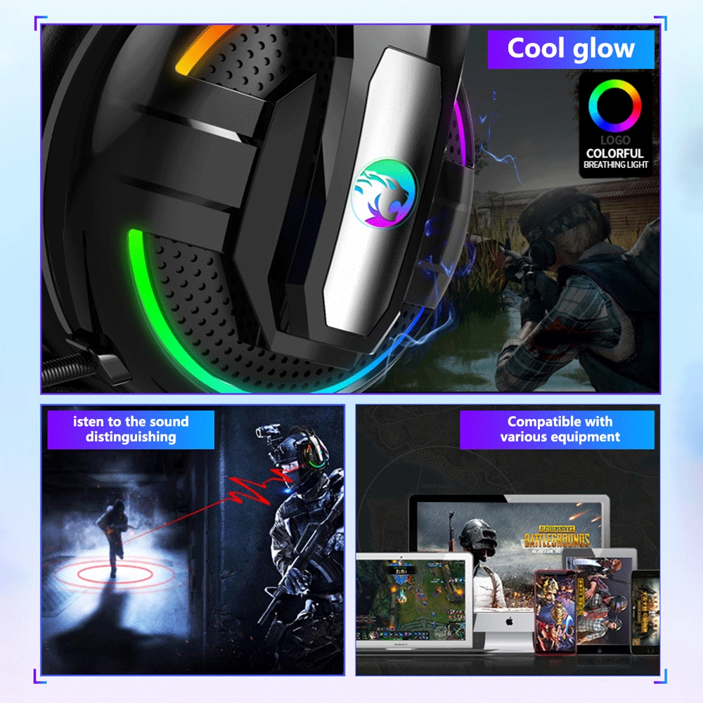 Casque de jeu PS4 casque Gamer Surround suppression du bruit HD micro RGB lumière pour PS4 PC Xbox Gamer