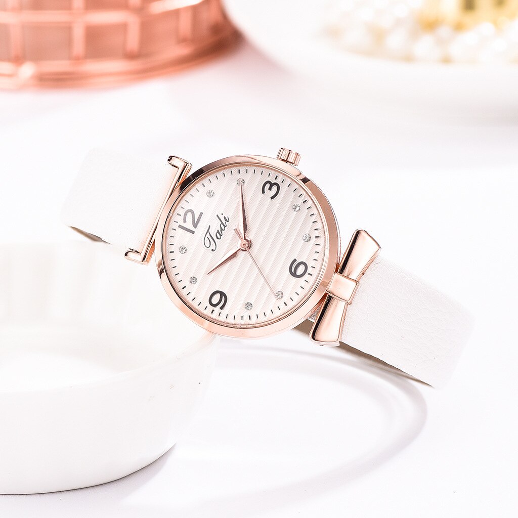Top Brand Dress Female Watches Simple Rhinestone Woman's Watch Bracelet Set 2PCS Leather Ladies Wristwatch reloj mujer