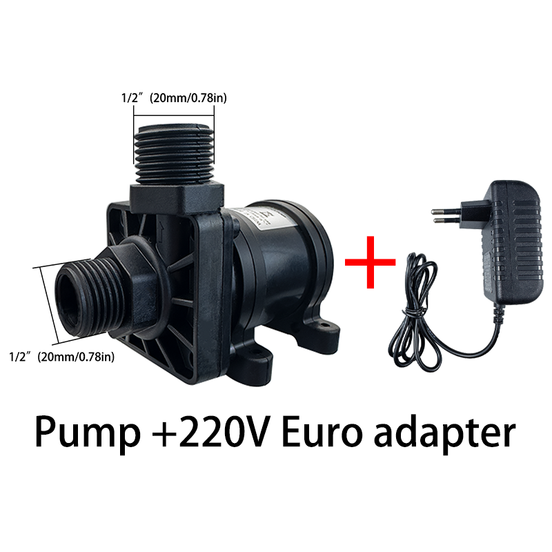 Water Pump 12V High Pressure Ultra Quiet Solar DC 24V Lift 7M 900L/H Brushless Motor Submersible Water Pumps Quick Break Joint: Red / 220V