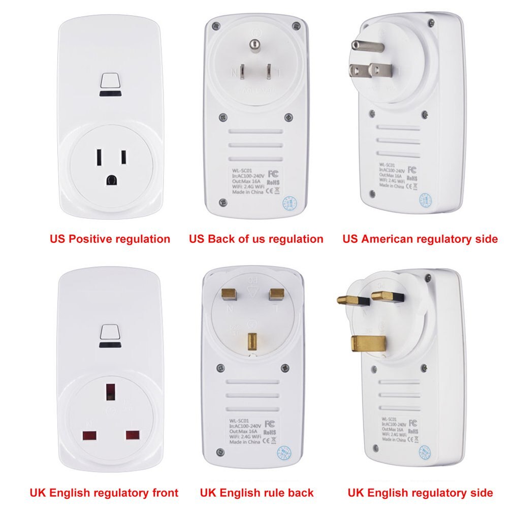 Smart plug 16a wifi trådløs smart power monitor eu au uk us stikkontakt stikkontakt til echo til alexa til google stikkontakt
