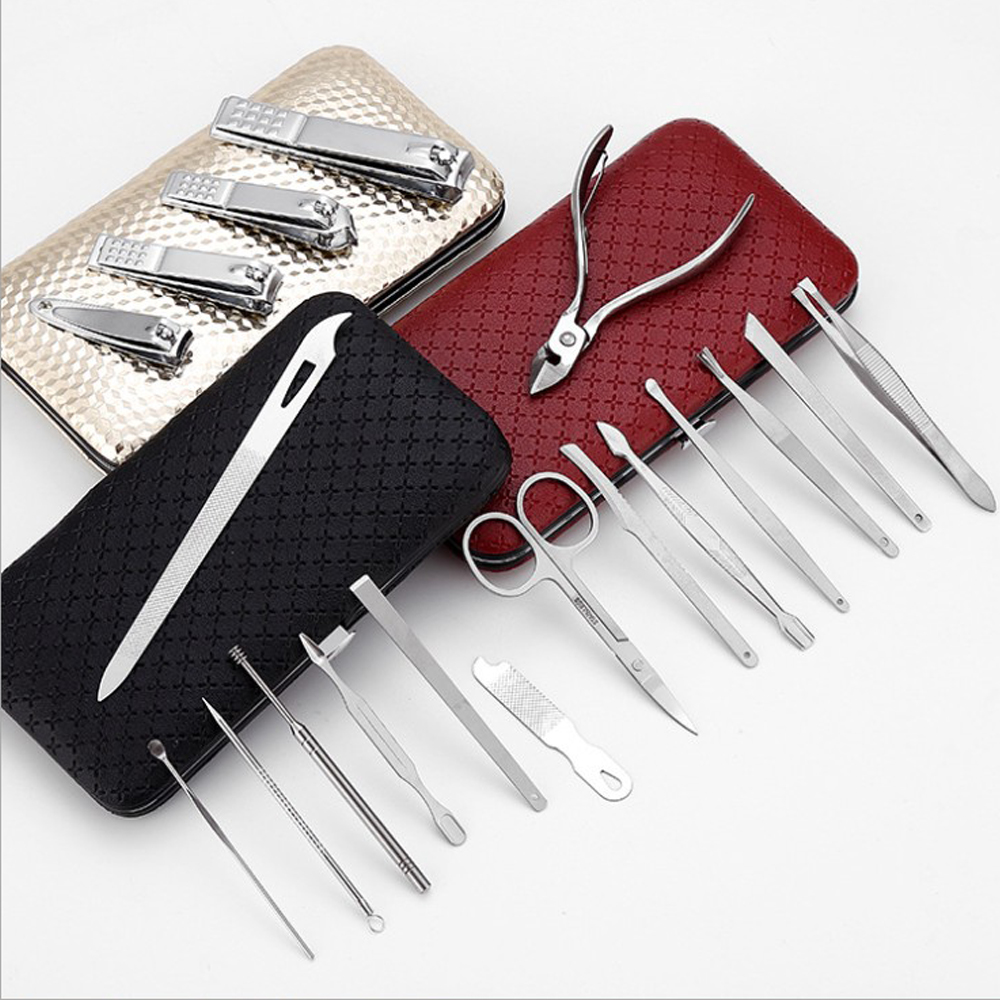 19Pcs/set Nail Clipper Trimmer Scissors Toe Nail File Tweezers Pedicure Manicure Tool Set with Mini PVC Case