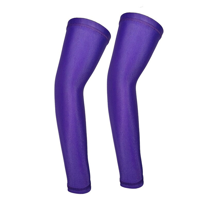 2pc Allunga All'aperto Braccio Maniche Basket Compressione Ciclismo Braccio Bracer Scaldini Traspirante equitazione Parabracci Uomini Sicurezza e prevenzione nello sport: VIOLA / L