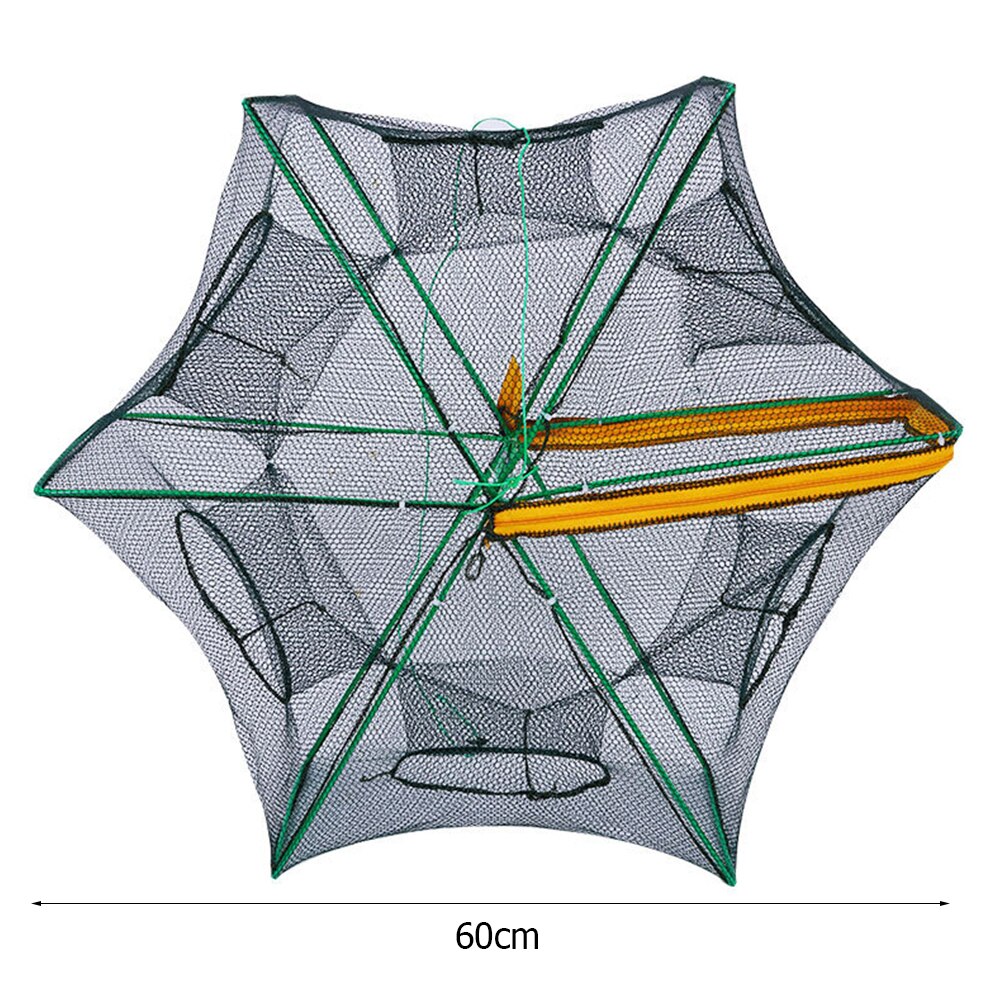 6-8 Sides 6-16 Holes Automatic Fishing Net Shrimp Cage Nylon Foldable Crab Fish Trap Cast Net Cast Folding Fishing Network: C