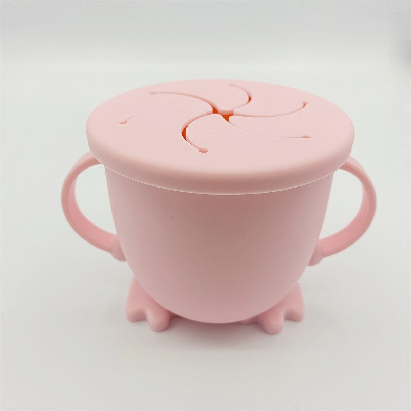 2-In-1 Snack Cup Babytraining Drinkbeker Siliconen Peuter Morsbestendig Sippy Cup Met Deksels Niveau Indicator baby Open Cup: Pink