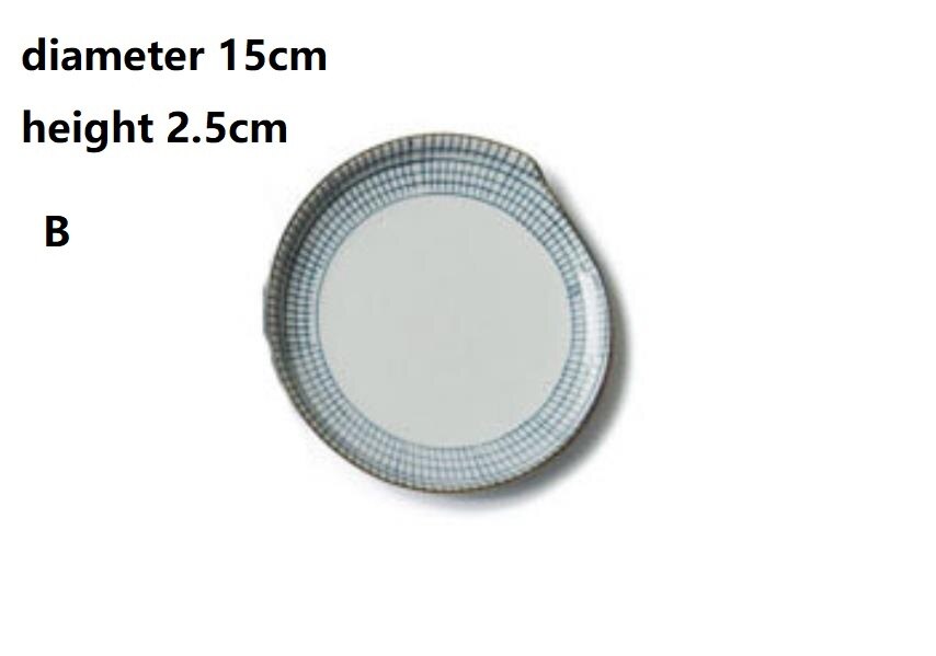 Keramische Schotel Plaat Handgeschilderde Diner Plaat Japanse Stijl Plaid Soep Plaat Salade Retro Creatieve Servies: B