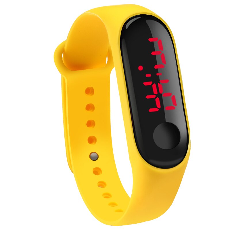 10 farben berühren LED Anzeige Datum Digital-Sport lässig Silikon Gurt Männer Frauen Armbinde freundlicher Armbinde Uhr Uhr: Gelb