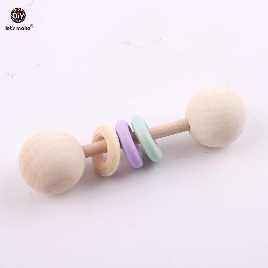 Let's make 5pcs BPA Free Natural Beech Wooden Teething Rings Baby Toys Tiny Rod Baby Shower Montessori Play Gym Rattles: maple type 2