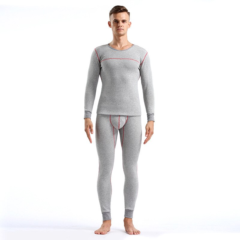 Conjunto de ropa interior térmica de invierno para hombre, Calzoncillos largos de algodón, ropa interior gruesa de terciopelo, ropa térmica de M-XXL: gray / L