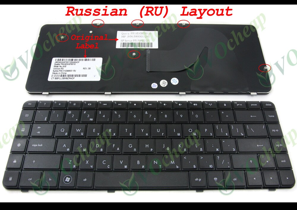 Echt ORIGINEEL! laptop toetsenbord voor hp compaq presario cq62 g62 cq56 g56 zwarte russische ru version-v112346as1 589301-251