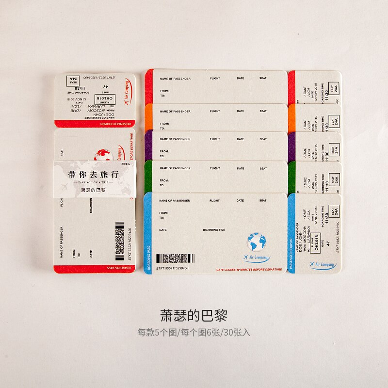 Travel airlines ticket Material Paper Note Paper DIY Retro Junk Journal Planner Craft Paper Scrapbooking Decorative Craft Album: F