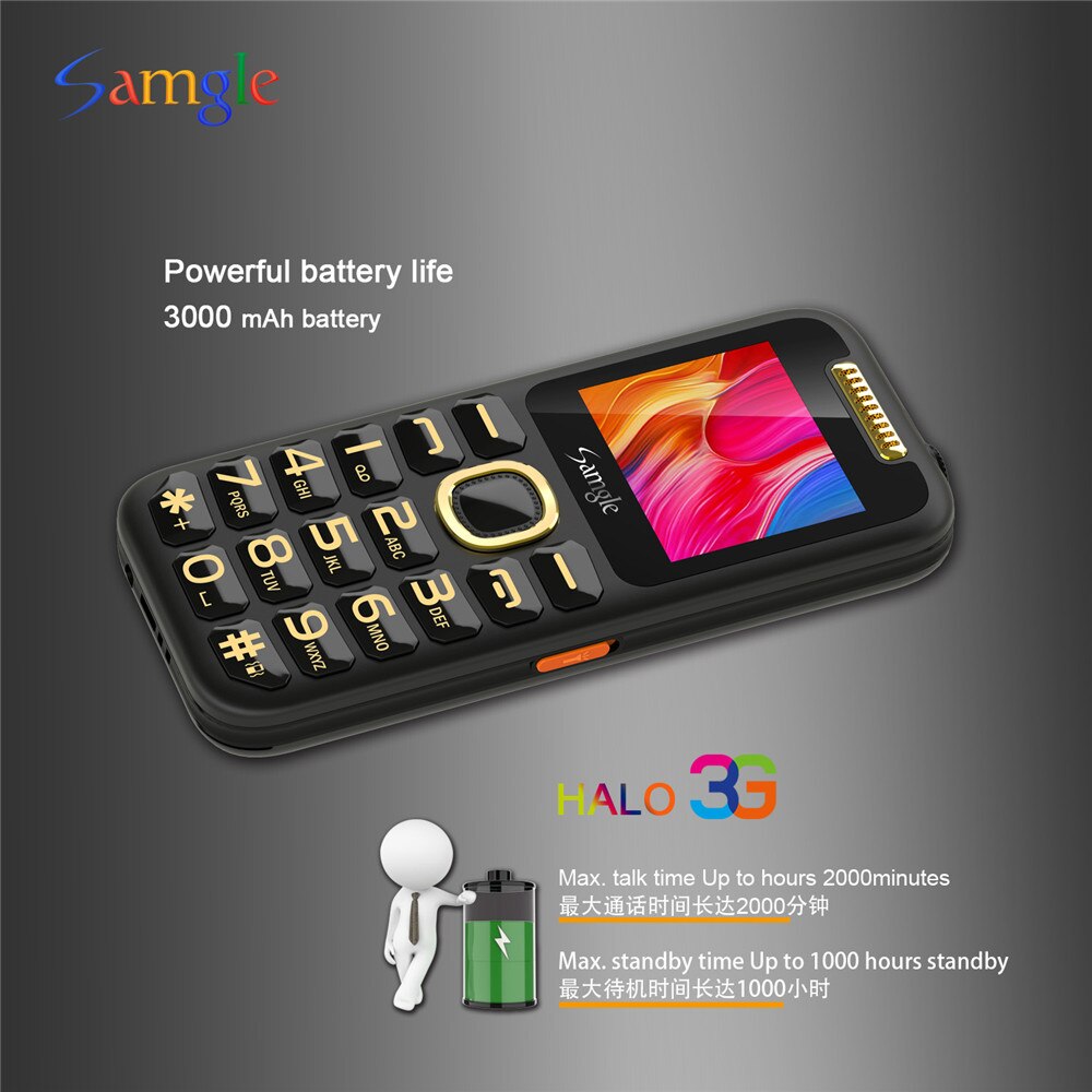 Samgle Halo S2 Wcdma 3G Mobiele Telefoon 2.4 ''Qvga-scherm Torch 1900Mah Avondmaal Luidspreker Gratis Desktop Dual sim Gsm Mobiele Telefoon