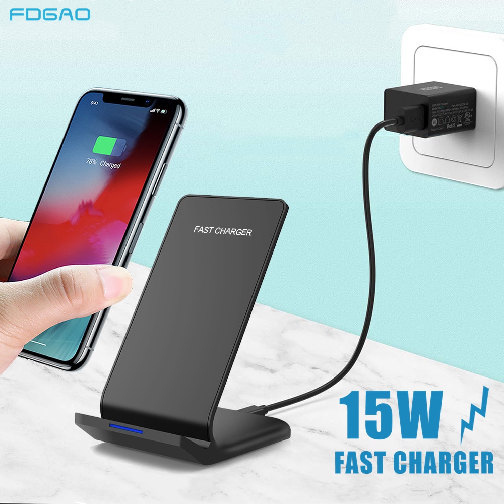 Qi Wireless Charger For iPhone 11 Pro X XS Max XR USB C Quick Charge 15W 10W Fast Charging Stand For Samsung S20 S10 S9 Note 10