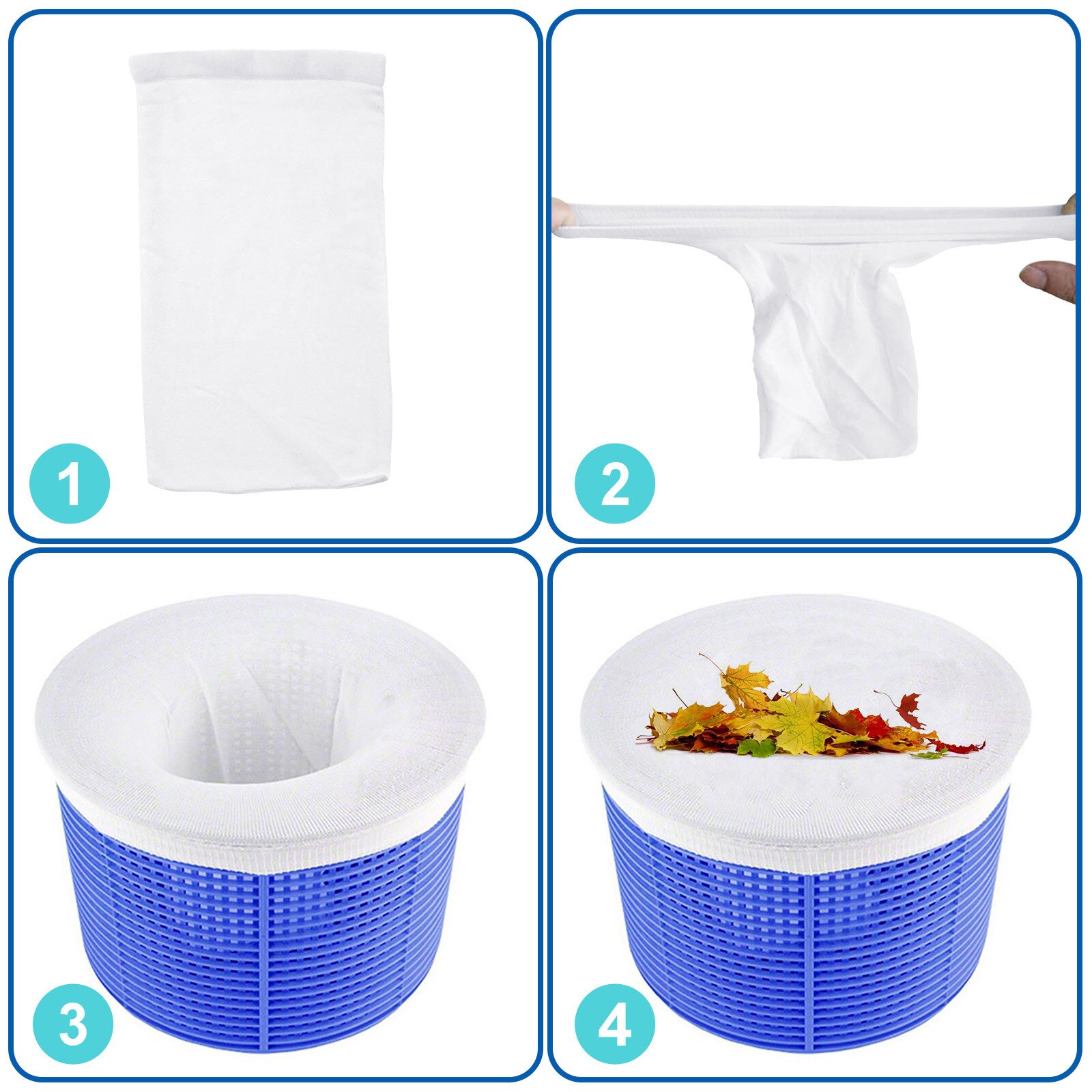 30Pcs Zwembad Skimmer Sokken Tubs Herbruikbare Verwijdert Puin Fijnmazig Nylon Zwembad Filter Sokken Mand Mouw Skimmers Wit Zwembad supply