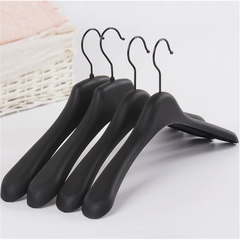 Cintres en plastique noir épais à épaules larges, pour manteaux, veste et fourrure, 10 pièces/lot