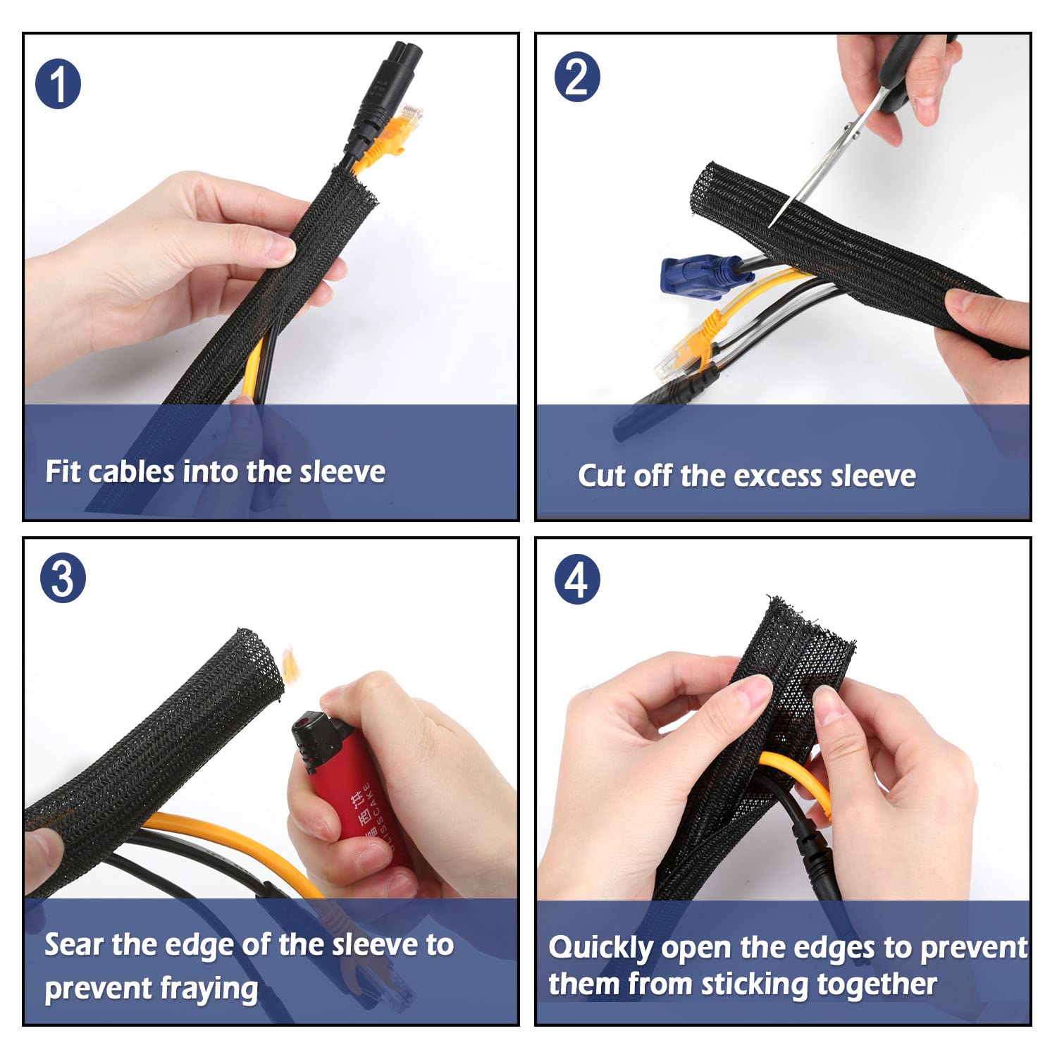 3 M Flexible Self-Closing Cable Duct Can Be Cut To Size, Diameter 12-20 Mm, Perfect Cable Management For Tv, Computer