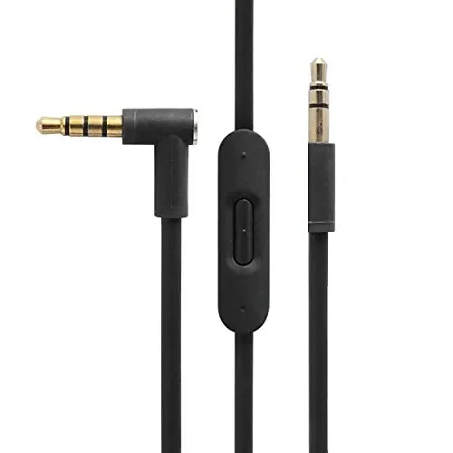 Cable de audio de repuesto con micrófono en línea y control para auriculares Beats by Dr Dre Solo/Studio/Pro/Detox: Negro