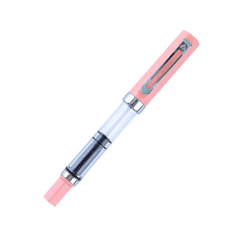 Lanbitou 3059 pluma estilográfica de pistón pluma de tinta de plástico EF/F punta Clip plateado negocios PK JINHAO papelería suministros escolares de oficina: YELLOW / efectivo