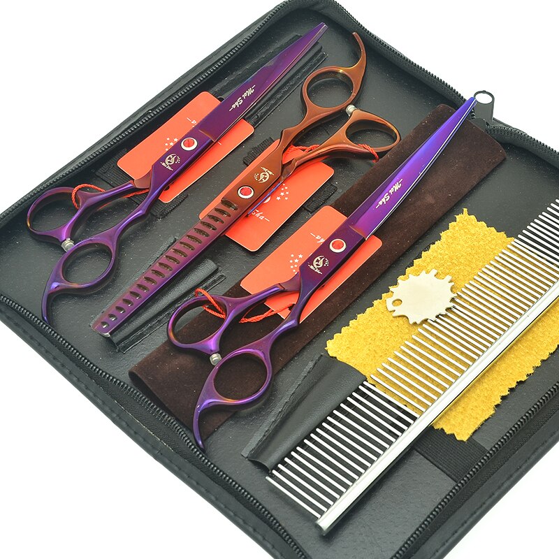 Meisha 7" Pet Scissors Set Dogs Grooming Cutting Shears Thinning Clippers Curved Tijeras with Forceps Puppy Beauty Tools HB0234