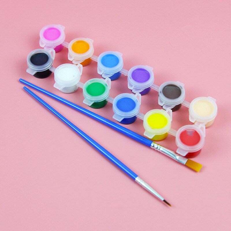 12 Kleuren Mini Draagbare Plastic Doos Aquarel Verf Set Professionele Aquarel Pigment Voor Tekening