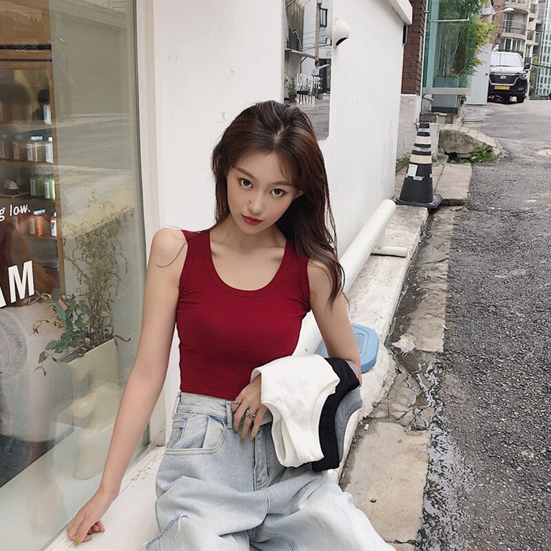 Summer Style Korean-style Base Underwear Hyuna Sleeveless Short Tops Versatile Strapped Vest Women's Outer Wear