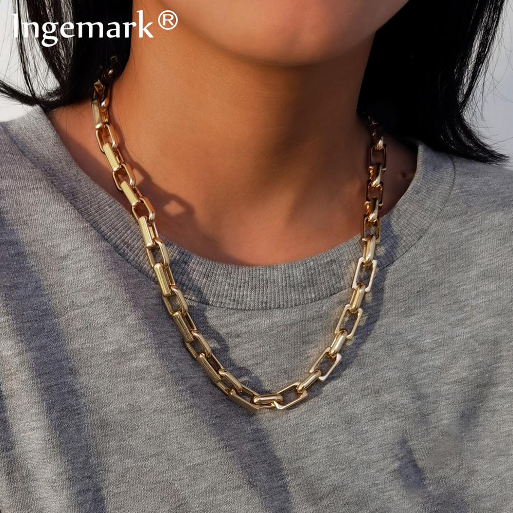 Kubanischen U Verknüpfung Kette Halskette Frauen ErkläSprosse Collares Punk klobig Schwere Metall Halsband Halskette Hals Schmuck