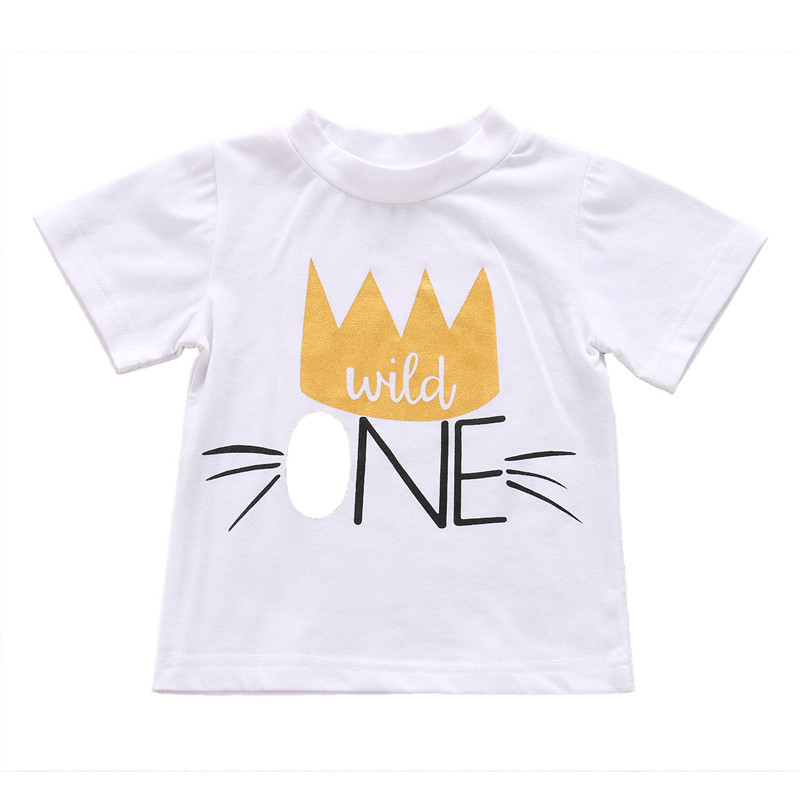 Kurzarm Baby Kinder Sommer T-shirt 1ST Birthday Krone Druck nette Tops T Für Jungen Mädchen Kleinkind Baby T-shirt Tops: 18m