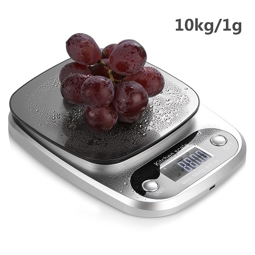 Balanza de cocina electrónica USB de precisión de acero inoxidable, balanza para alimentos, 0,1/1 gramos, herramientas de cocina y hogar: 10kg  1g