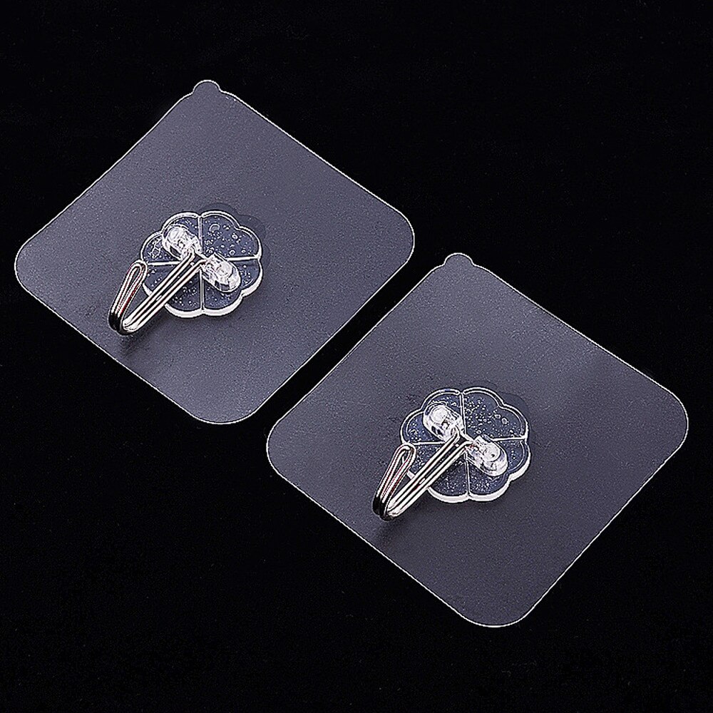 6 Stck transparent Starke Selbst Klebstoff Tür Zauberstab KleiderbüGel Handtuch Mopp Handtasche Halfter Haken Für Hängen Küche Schlecht Zubehör