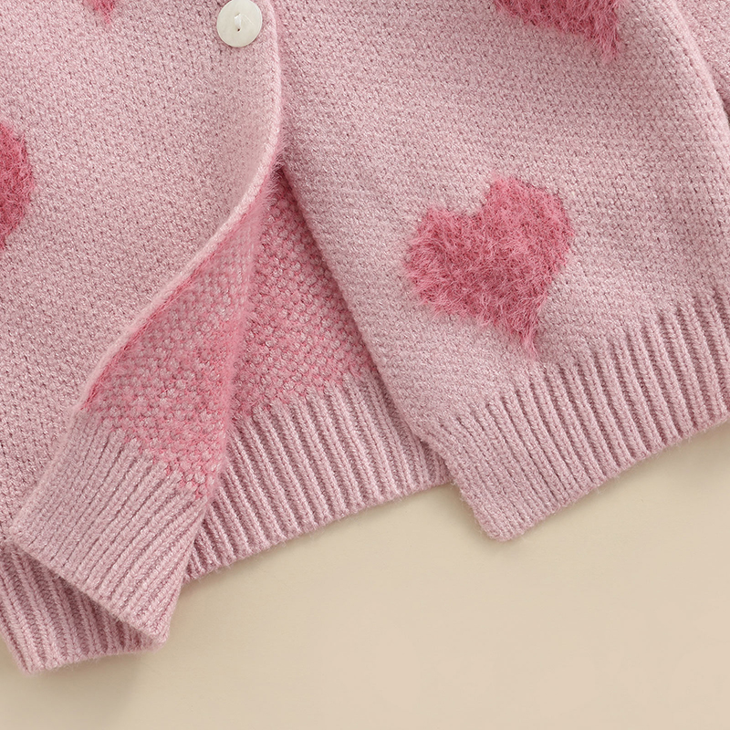 Pasgeboren Baby Meisjes Hart Trui Knop Gebreide Trui Vest Baby Lente Herfst Vest Jassen Valentijnsdag Kleding