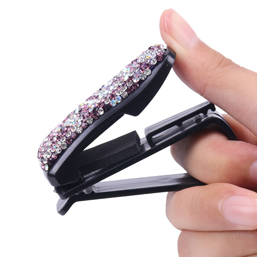 1PC Sun Visor Glasses Bracket Bill Clip Portable Sunglasses Eyeglasses Car Interior Supplies Rhinestone Diamond Decoration Clip
