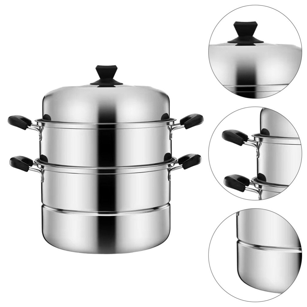 1pc Stainless Steel Steamer Multifunctional Steam Pot for Home Restaurant Hotel