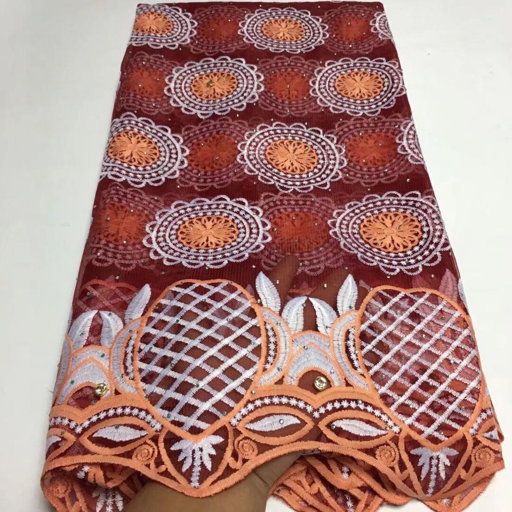 Fabrikspris orange färg spetstyg för brudklänning 5 yards klänningstyg: 11