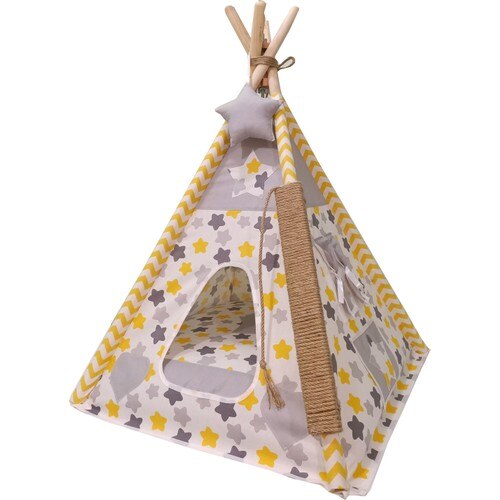 Moonstar Gray Yellow Starry Cat Dog Tent