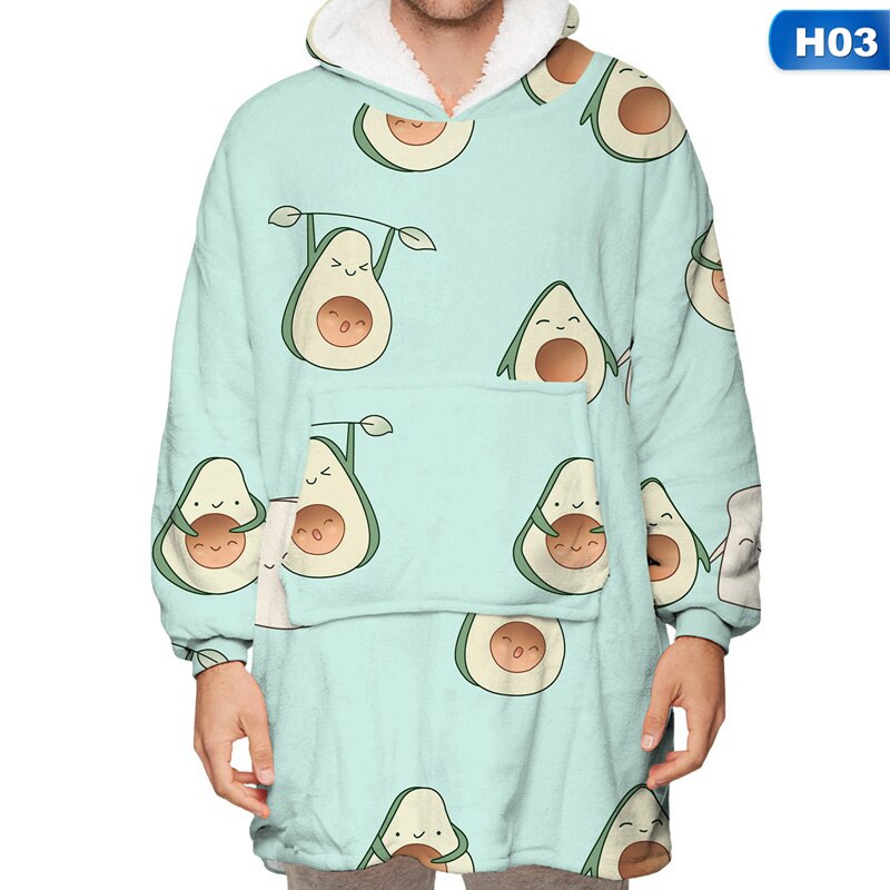 Deken hoodie draagbare deken luie deken trui met capuchon plus fleece capuchon thuis service: H03