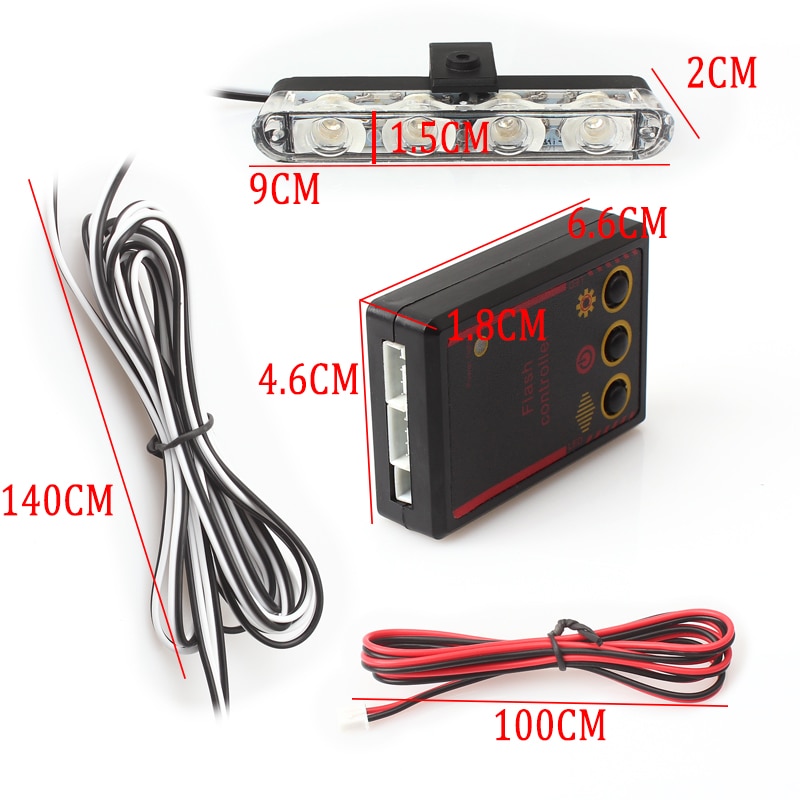 4x4 LED cc 12V luz estroboscópica de advertencia luz de policía intermitente luces de bomberos ambulancia blanco amarillo rojo azul CarTruck luz de día