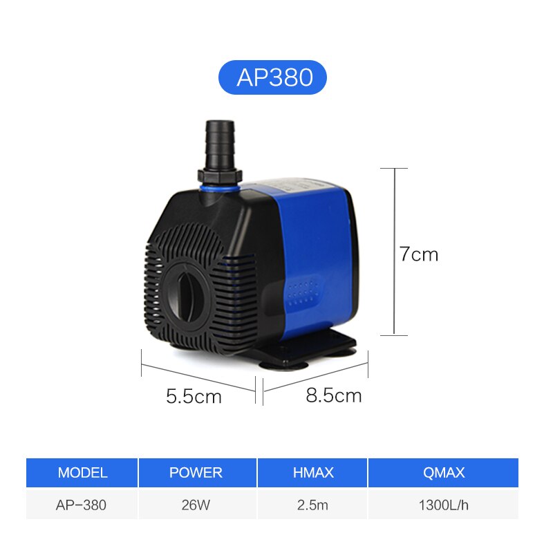 JEBO Adjustable Flow Water Pump For Aquarium Fish Tank Aquarium Pump Submersible Pump High Power 5/9/19/26/62/65w: AP-380 26W / EU Plug