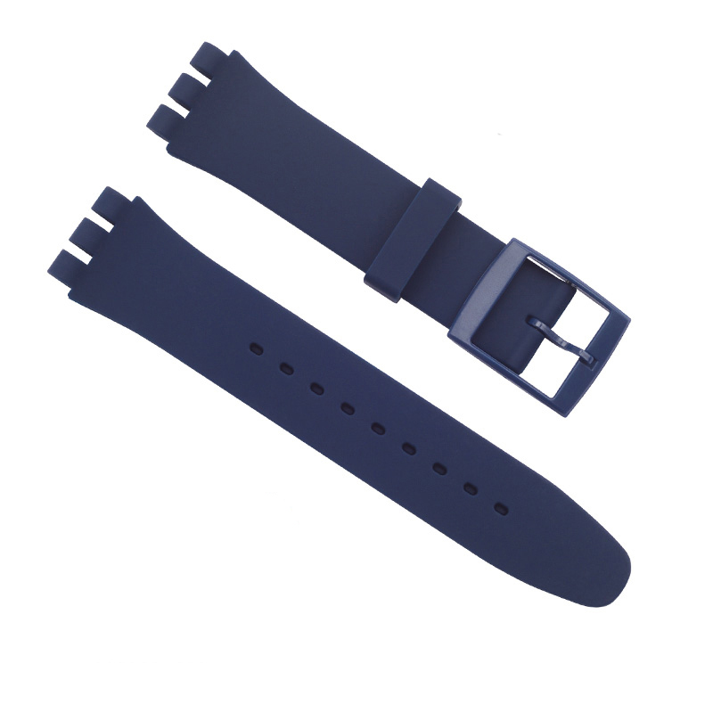 Schwarzes Armband für Swatch-Armband, Schnalle, Silikon-Uhrenarmband, 17 mm, 19 mm, 20 mm, Gummiarmband, 16 mm, Uhrenzubehör