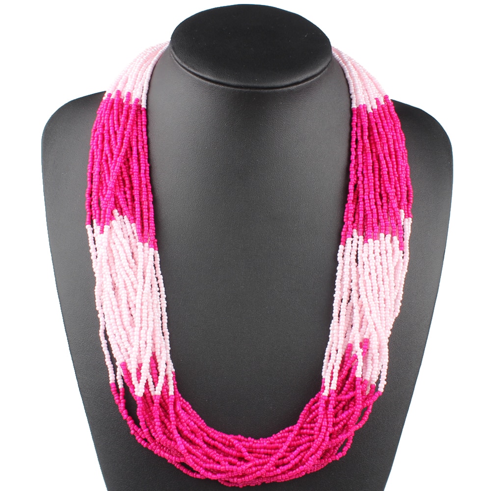 Claire jin håndlavede små perler streng farverig boheme halskæde kvinder choker flerlags halskæder vintage smykker