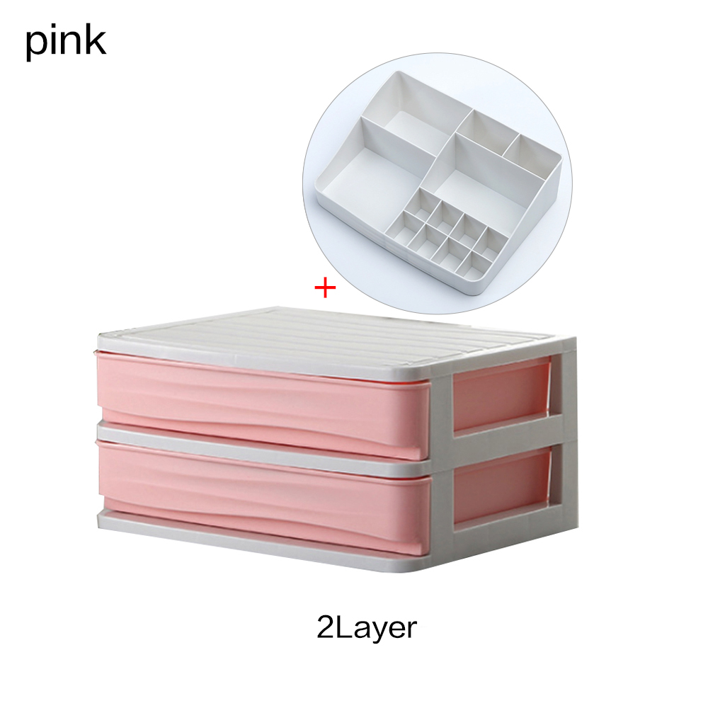 Plast kosmetik skuffe makeup organizer makeup opbevaringsboks container søm kiste holder desktop diverse etui badeværelse desktop: C