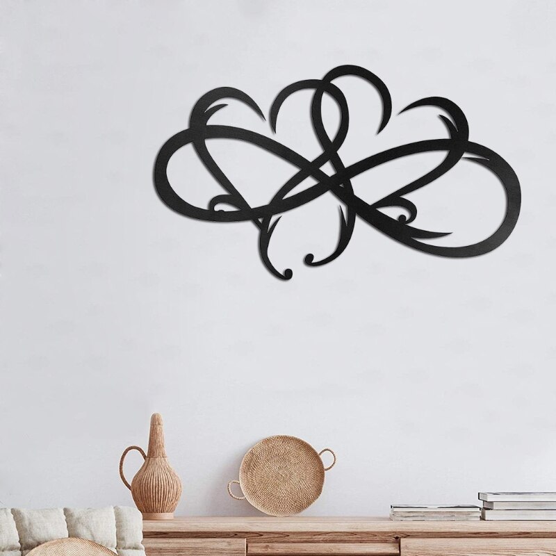 Metalen Infinity Double Heart Teken Liefde Muur Teken Metalen Muur Decor Voor Thuis Slaapkamer Woonkamer Outdoor Huishouden