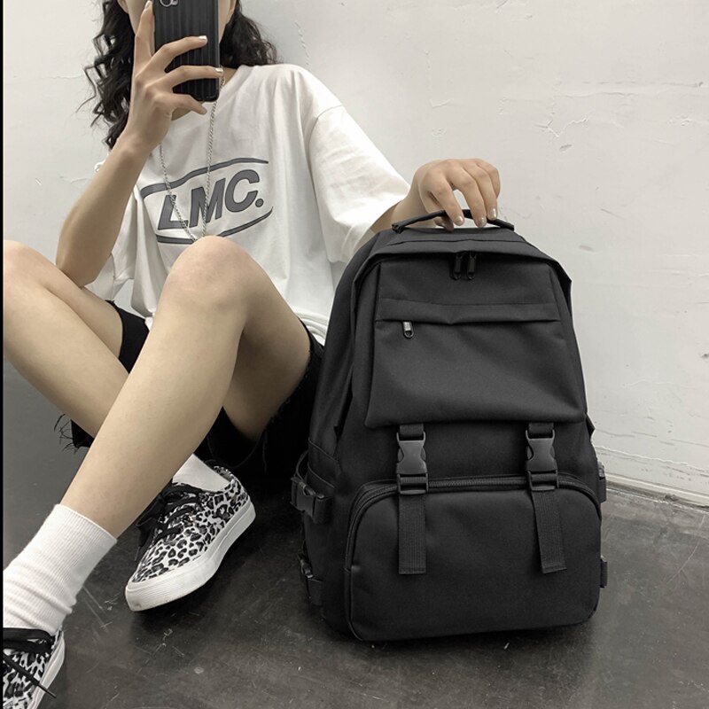 Zaini Delle Donne Unisex Chic Per Il Tempo Libero Borsa Da Viaggio Grande Solido Semplice Harajuku Ragazzi di Modo Delle Donne di Grande Capacità di Gusto Squisito Ulzzang Nuovo