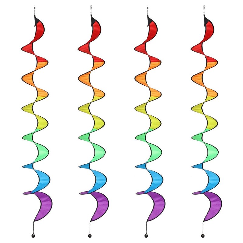4 Stuks 57 Inch Regenboog Curlie Spinner Regenboog Wind Spinner Kleurrijke Opknoping Wind Twister Voor Outdoor Indoor Decoratie