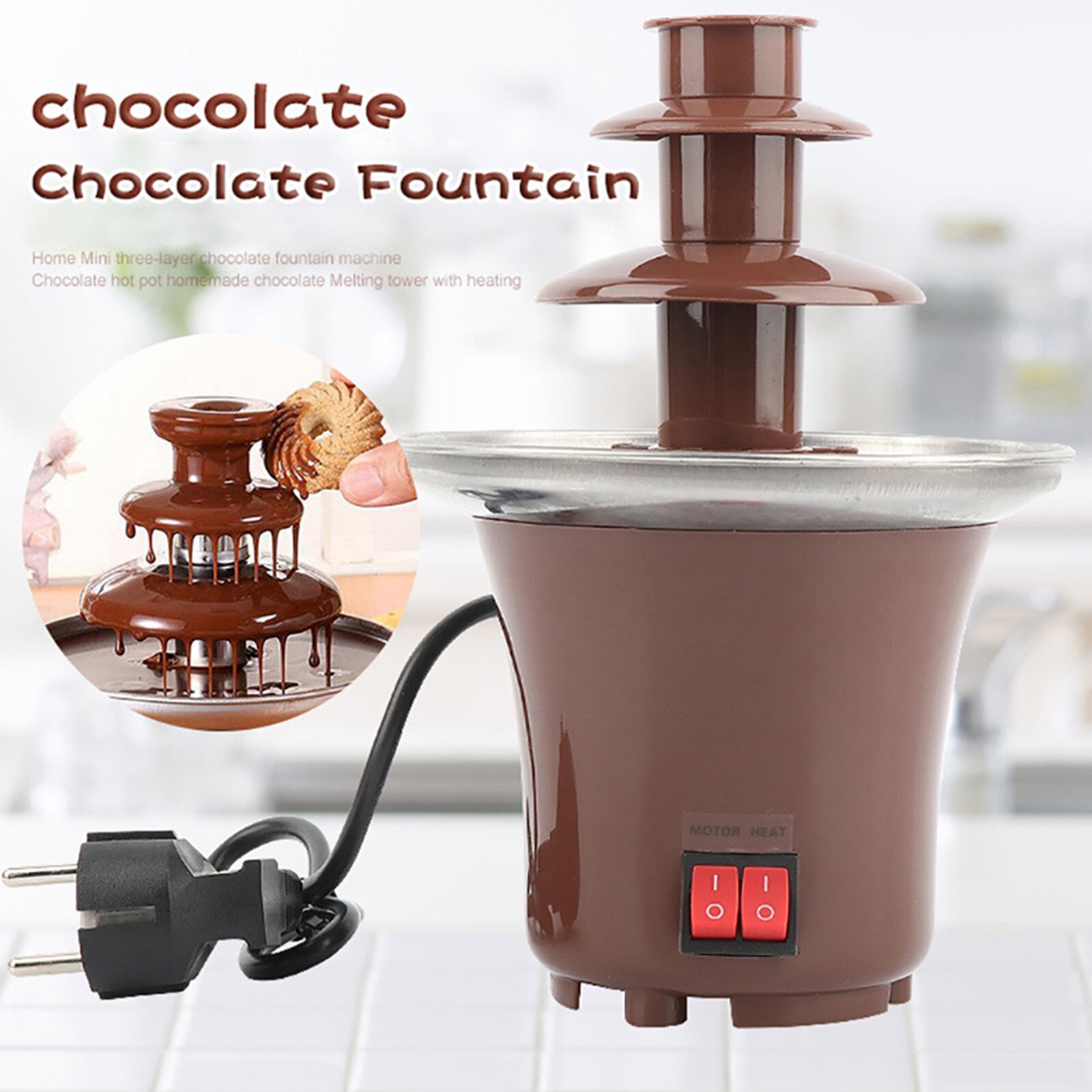 Mini Chocolade Fontein Drie Lagen Creatieve Chocolade Melt Met Verwarming Fondue Machine Diy Mini Waterval Hotpot