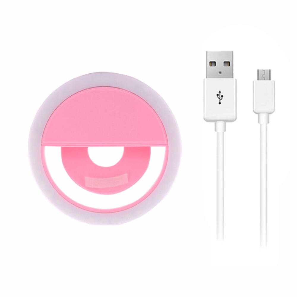 Selfie LED Ring Fill Light Portable Mobile Phone 36 LEDS Lamp 3 levels Lighting Luminous Ring Clip For Cell Phones: Pink