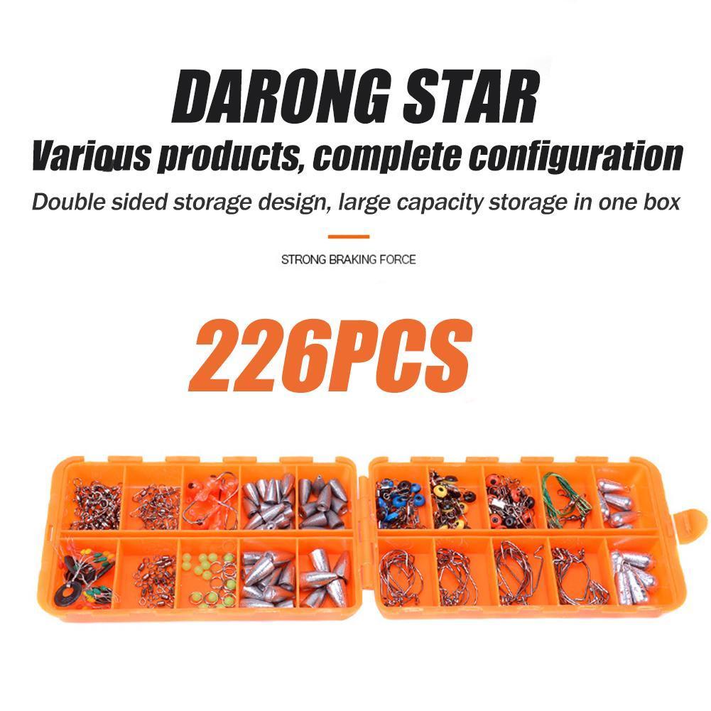 226 Pcs/Set Fishing Tackle Boxes Kit Fishing Tackle Set Fishing Multifunctio Hooks Tools Sinker Kit Spoon Hooks Accessories V5H2